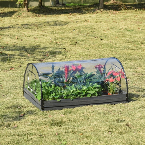 Outsunny 12 Grids Garden Bed Planter Kit Box with Greenhouse with 2