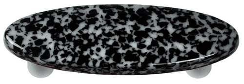 Hot Knobs HK8059-POA Granite Black & White Oval Glass Cabinet Pull - A