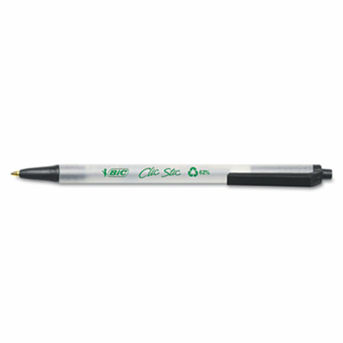 Bic CSEM11-BK Ecolutions Clic Stic Ballpoint Retractable Pen  Black In