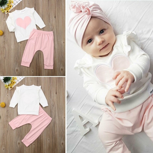 US 2Pcs Cute Newborn Autumn Toddler Infant Casual