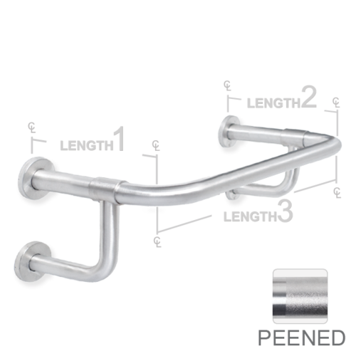 AJW UG2X-F124012 12 X 40 X 12 In. Concealed Snap Flange Grab Bar- Peen