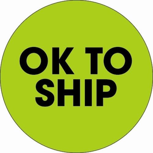 Tape Logic DL1260 2 in. Circle - Ok To Ship Fluorescent Green Labels -