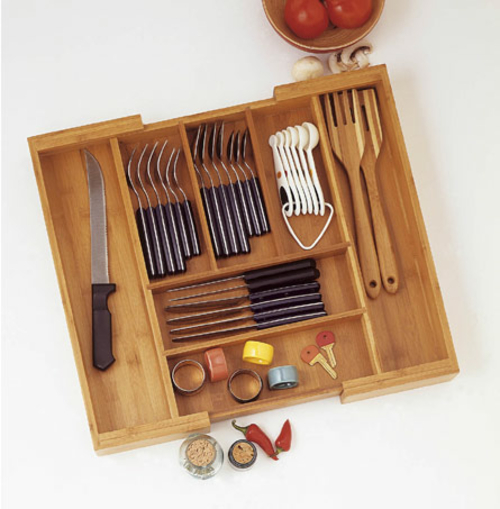 Lipper 8872 Bamboo Expandable Flatware Organizer