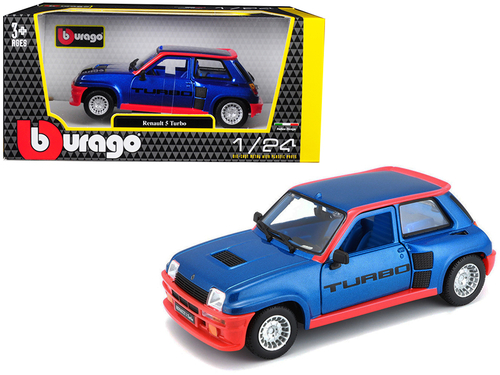 Renault 5 Turbo Metallic Blue with Red Accents 1/24 Diecast Model Car