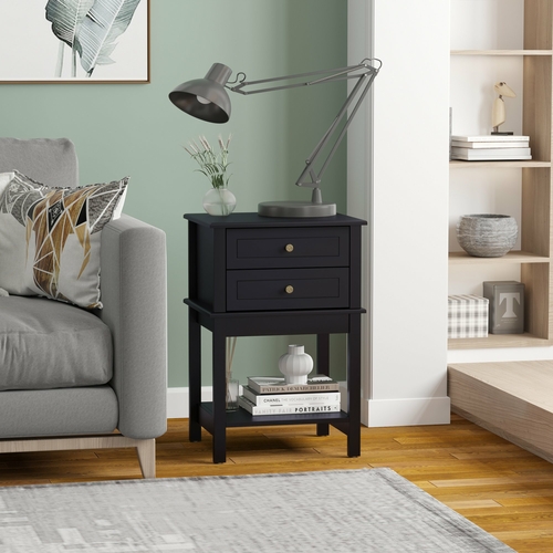 HOMCOM Modern Sofa Side Table, Accent End Table with Drawers and