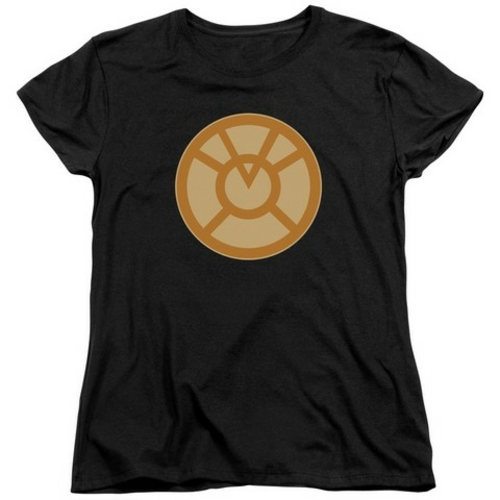 Trevco Green Lantern-Orange Symbol Short Sleeve Womens Tee, Black 