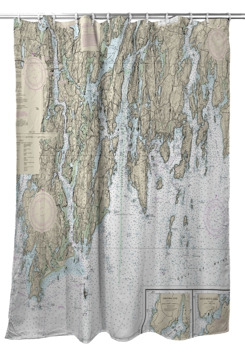 Betsy Drake SH13293BB BoothBay, ME Nautical Map Shower Curtain - 7