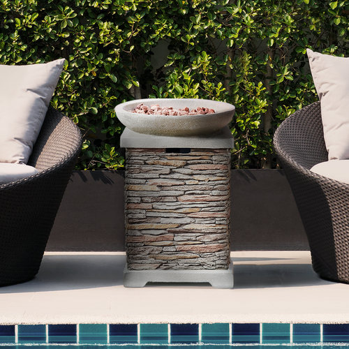 Teamson Home Stone Effect Outdoor Gas Fire Pit