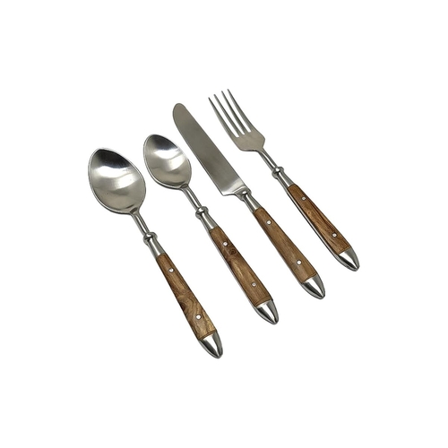 Cutlery DKD Home Decor Natural Silver Stainless steel Acacia (4,5 x 2