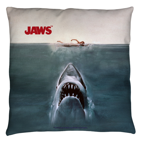 Trevco UNI1032-PLO3-26x26 26 x 26 in. Jaws & Jaws Poster Throw Pillow&
