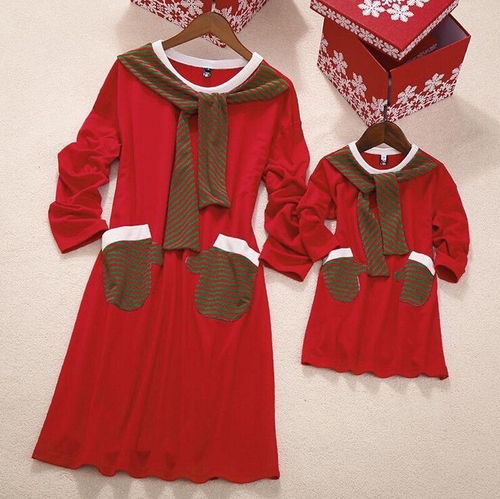 Christmas Mother Daughter Family Dress Striped