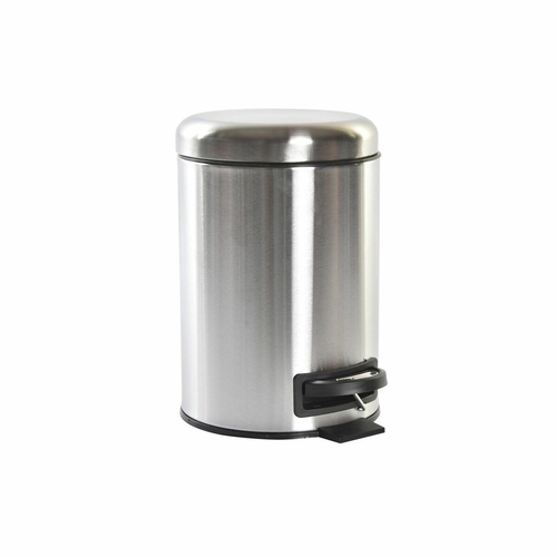 Waste bin DKD Home Decor Baths Silver Steel Basic 3 L 23 x 17,50 x 25