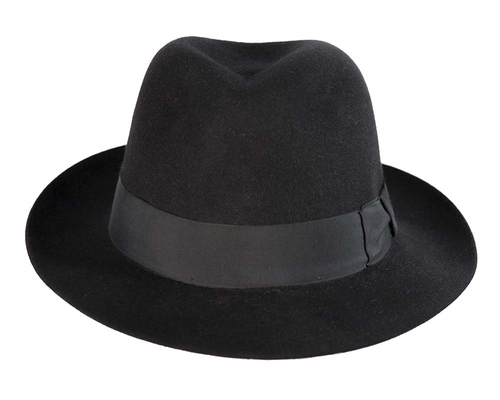 Black rabbit fur wide brim fedora hat
