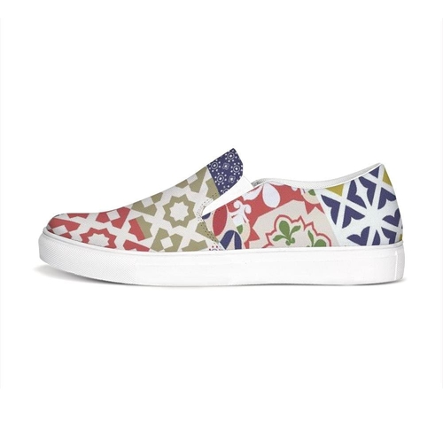 Womens Sneakers - Multicolor Patch Style Low Top Slip-on Canvas Shoes