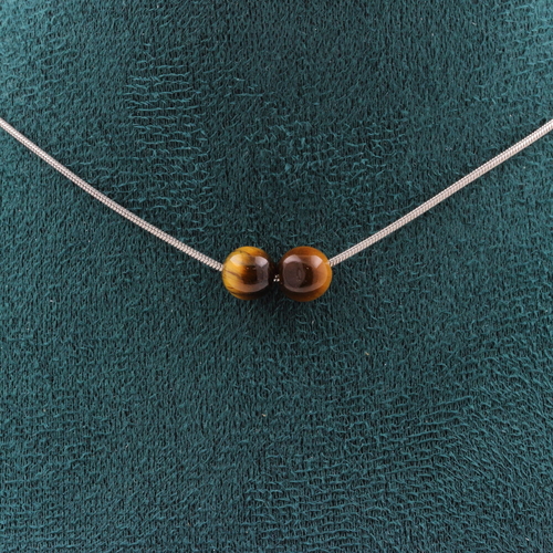 Tiger Eye 6 mm 2 beads necklace