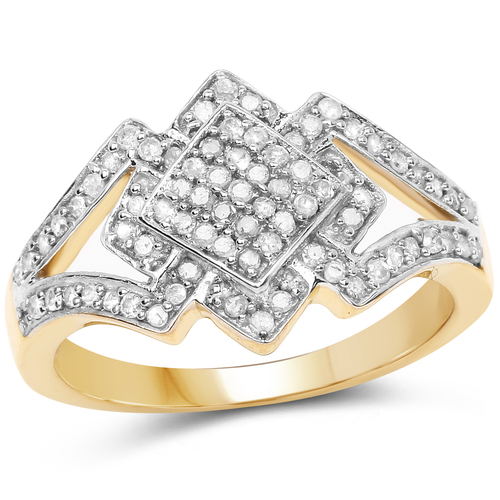 14K Yellow Gold Plated 0.32 Carat Genuine White Diamond .925 Sterling