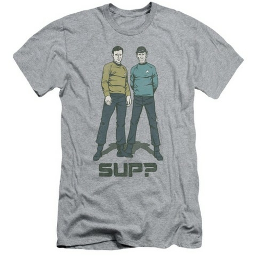 Trevco Star Trek-Sup - Short Sleeve Adult 30-1 Tee - Heather- Medium