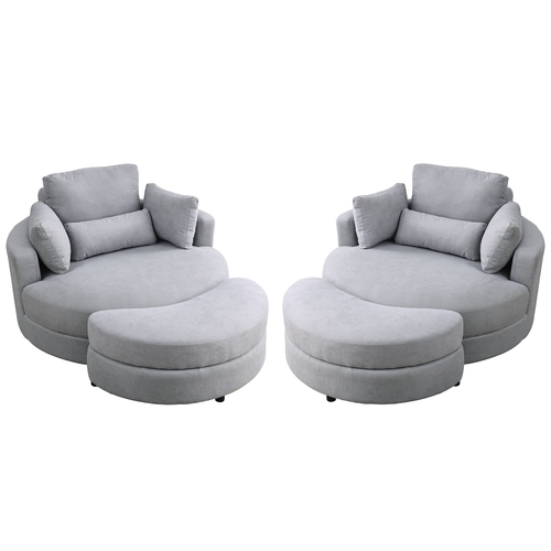 Swivel Accent Barrel Modern Grey Sofa Lounge Club Big Round Chair with