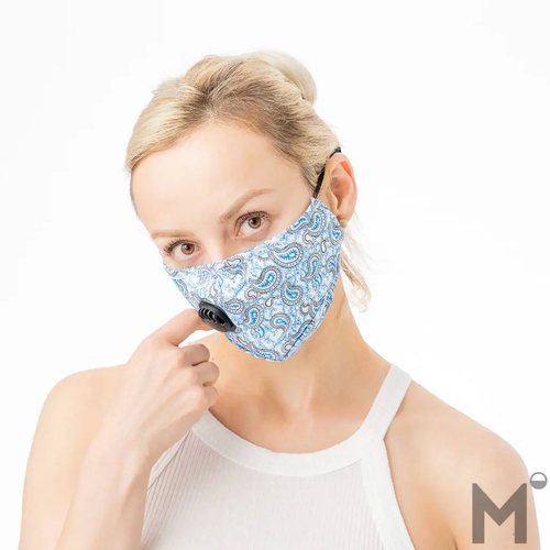 Blue Paisley Face Mask with Valve