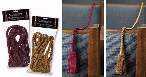 R. J. Toomey 182304 4 ft. Weighted Pew Ropes, Burgundy