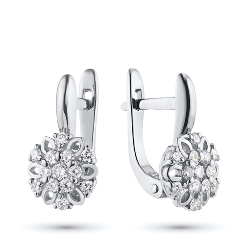 Sterling Silver Earrings with 26 Round-Cut Lab-Created Diamonds 0.573