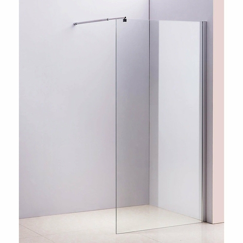 110 x 210cm Frameless 10mm Safety Glass Shower Screen in Round CHROME