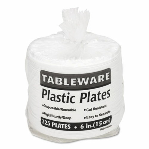 Tablemate 6644WH Plastic Dinnerware  Plates  6   Diameter  White  125 