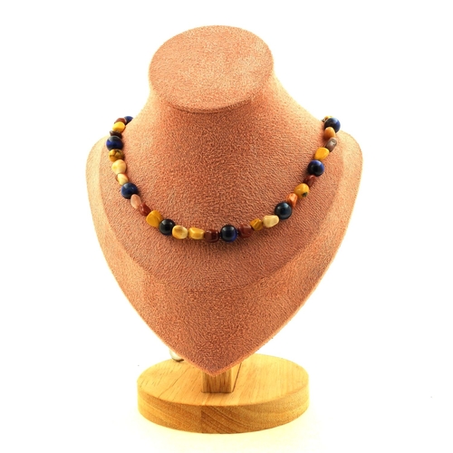 Mookaite + Blue Tiger's Eye 8 mm beads necklace.