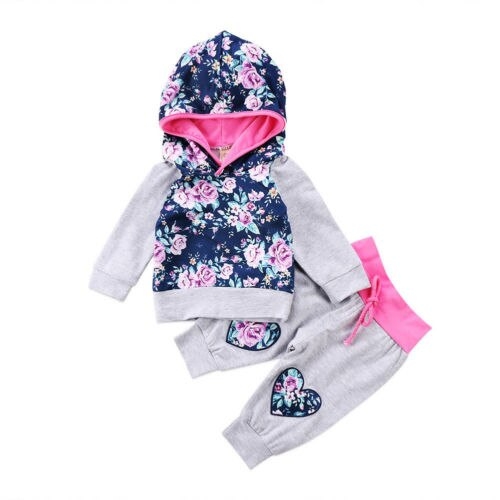 Fashion Newborn Baby Girls Floral Hooded Tops