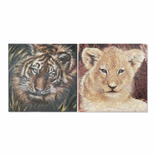Painting DKD Home Decor Lion 100 x 3 x 100 cm Colonial (2 Units)
