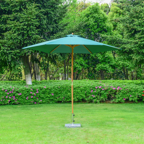 Outsunny Patio Wooden Market Beach Umbrella Outdoor Sun Shade Garden