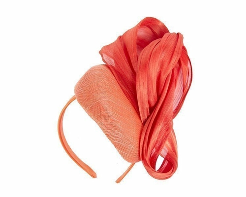 Orange pillbox fascinator with silk abaca bow