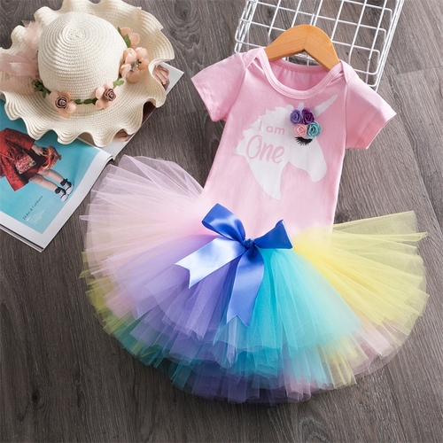 Baby Tutu Dress Unicorn Christening Gown Baptism