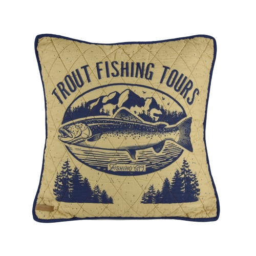 American Heritage Textiles 83716 18 x 18 in. Lakehouse Trout Decorativ
