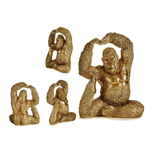 Decorative Figure Gorilla 14 x 30 x 25,5 cm Golden Resin