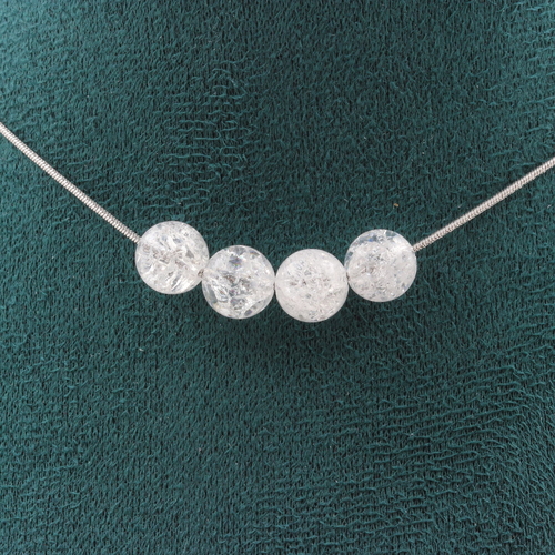 Cracked Quartz from Brazil 8 mm 4 beads necklace.