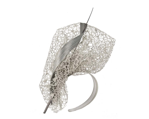 Bespoke silver lace fascinator