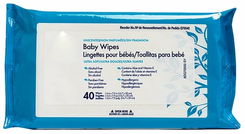 Baby Wipes. Case of 480 Non-Sterile Pre-Moistened Wipes. Unscented