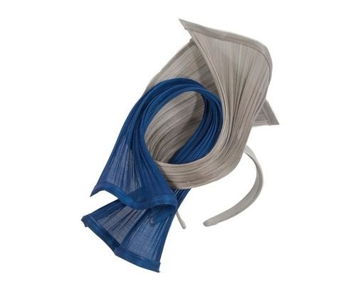 Bespoke silver & royal blue jinsin racing fascinator