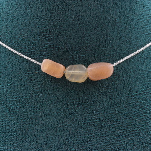 Sunstone from Tanzania 3 beads necklace