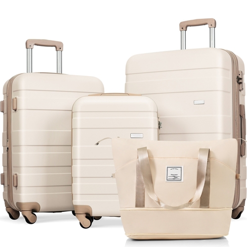 Luggage Sets 4 Piece, Expandable ABS Durable Suitcase with Travel Bag,