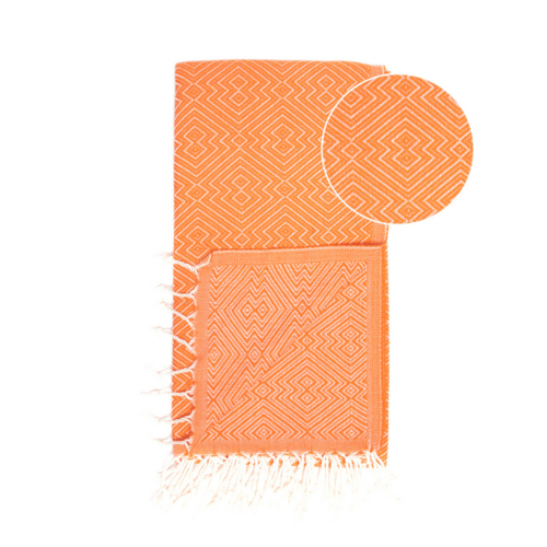 XXL Beach Spa Towel Cotton Plaid Orange 200x250 cm