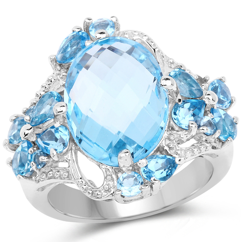 9.50 Carat Genuine Blue Topaz and Swiss Blue Topaz .925 Sterling