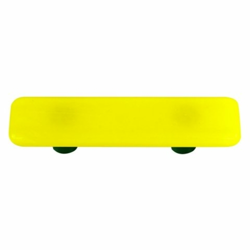 Hot Knobs HK1010-PB Canary Yellow Rectangle Glass Cabinet Pull - Black
