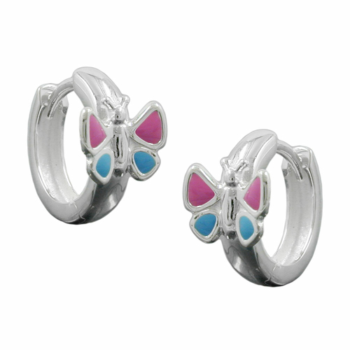 hoop earrings butterfly silver 925