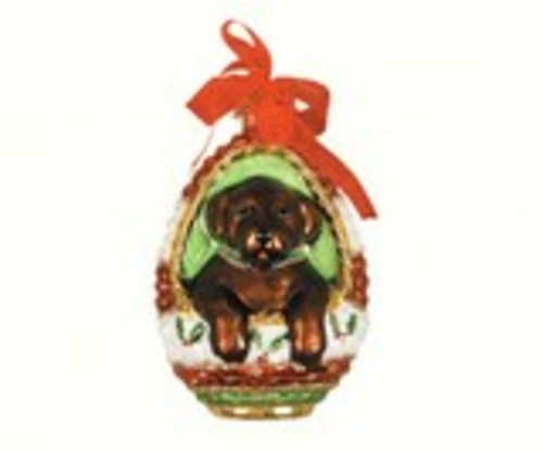 Cobane Studio COBANED287 Playful Puppy Lab Ornament- Chocolate
