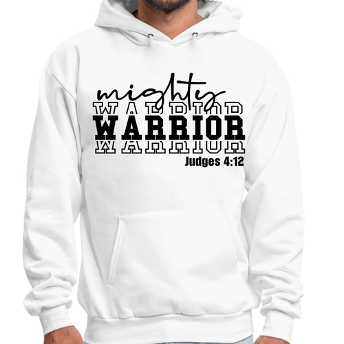 Mens Graphic Hoodie Mighty Warrior Black Illustration