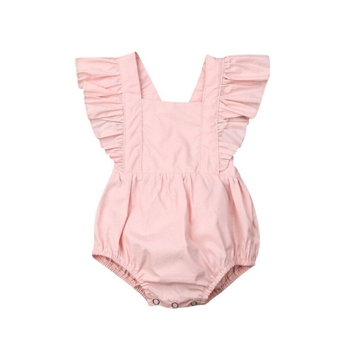 UK Newborn Baby Girl Pure Color Romper Jumpsuit