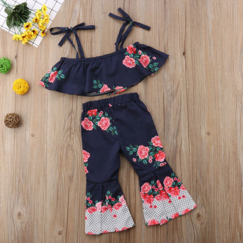 Flared Pants Outfits Kids Baby Girl Tops Loose