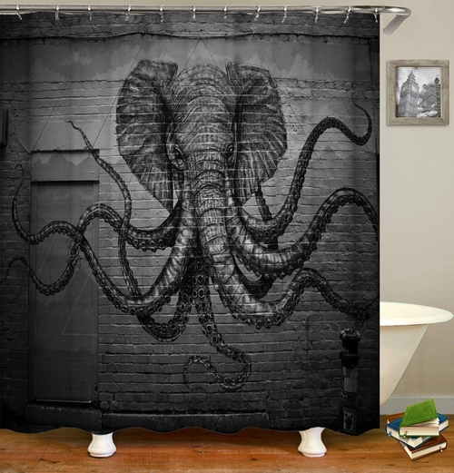 Elephant Octopus Monster Shower Curtain